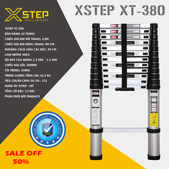  Thang nhôm rút đơn Xstep XT-380