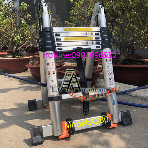  Thang Nhôm Rút chữ A Cao Cấp JumBo A280 ( 2.8m -5.6m )