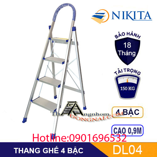  Thang Nhôm Ghế Tay Vịn Nikita 4 bậc DL-04