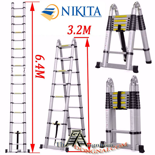 Thang Nhôm Rút Chữ A Nikita NKT-AI64 ( 3.2m -6.4m )