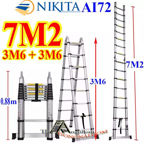 Thang Nhôm Rút Chữ A Nikita NKT-AI72 ( 3.6m -7.2m )
