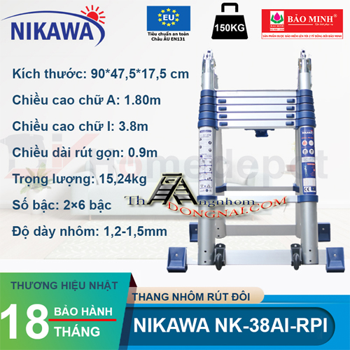 Thang Nhôm Rút Chữ A Nikawa Đời Mới NK-38AI