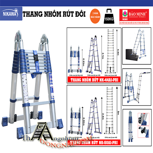 Thang Nhôm Rút Chữ A Nikawa Đời Mới NK-44AI