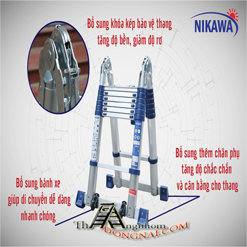 Thang Nhôm Rút Chữ A Nikawa Đời Mới NK-50AI