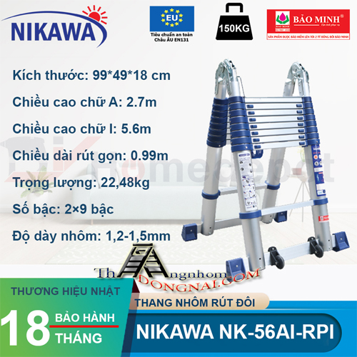 Thang Nhôm Rút Chữ A Nikawa Đời Mới NK-56AI-PRI