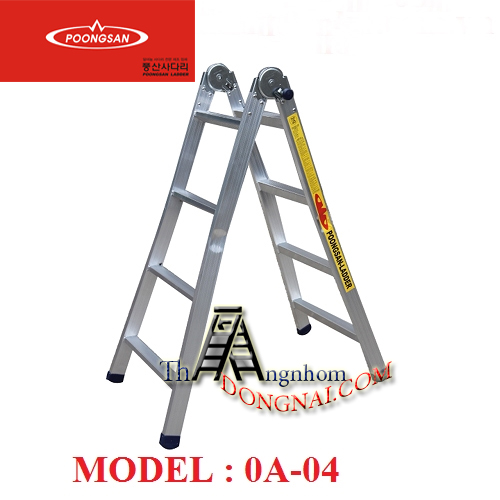  Thang Nhôm Chữ A Hàn Quốc PoongSan 4 Bậc OA-04