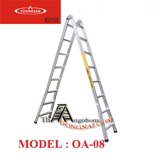  Thang Nhôm Chữ A Hàn Quốc PoongSan 8 Bậc OA-08